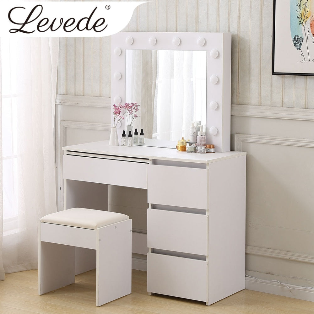 Levede Dressing Table tool Set LED Makeup Mirror Jewellery organizer Cabinet With 12 Bulbs Type2 Fast shipping On sale