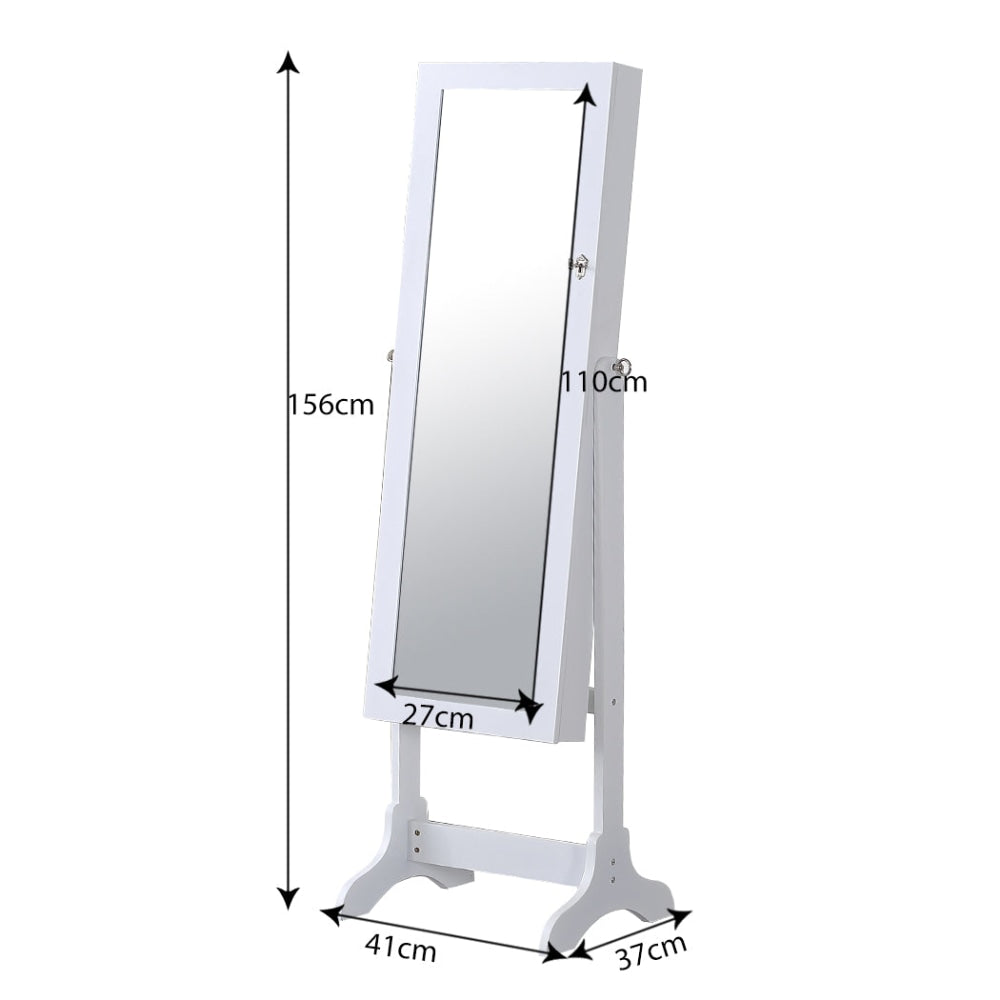 Levede Dual Use Mirrored Jewellery Dressing Cabinet with LED Light White Colour Mirror Fast shipping On sale