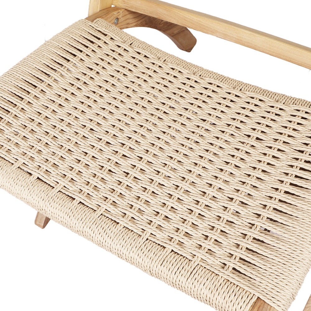 Levede Foldable Single Deck Chair Solid Ash Wood Kraft Rope Paper Woven Seat Lounge Fast shipping On sale