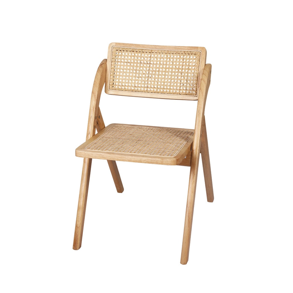 Levede Foldable Single Deck Chair Solid Wood Rubberwood Rattan Lounge Seat Fast shipping On sale