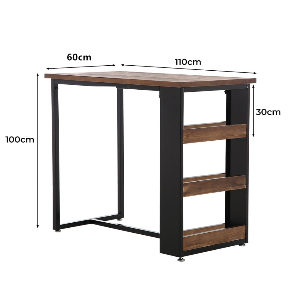 Levede High Bar Table Industrial Pub With 3-Tier Storage Shelf Solid Wood Dining Fast shipping On sale