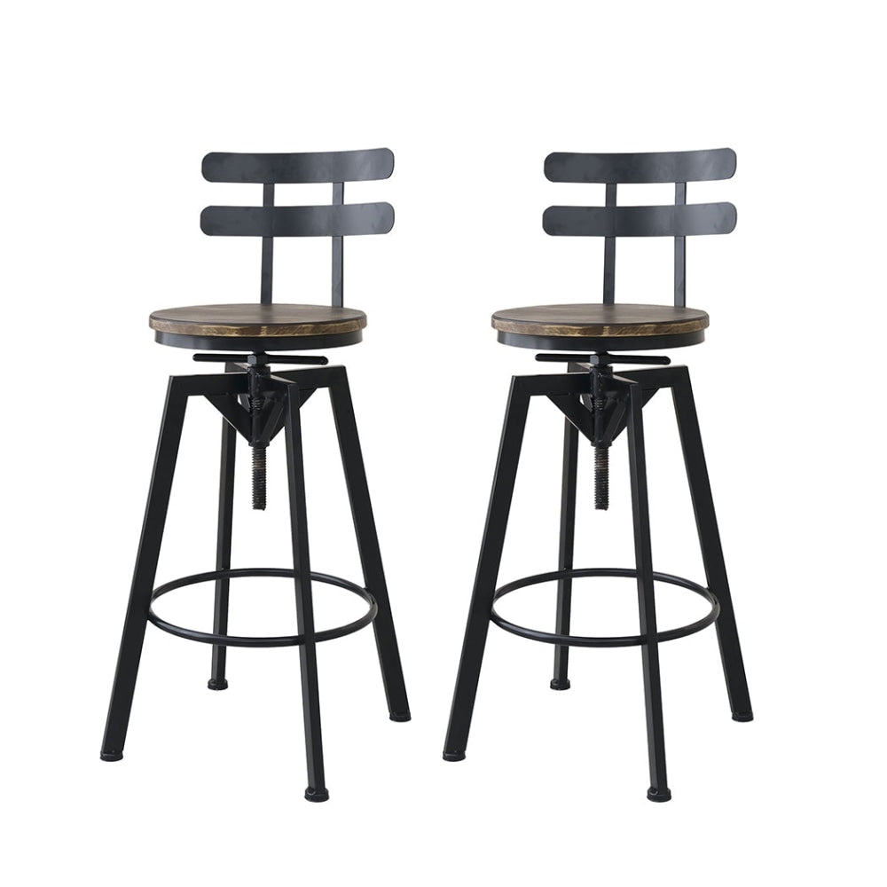 Levede Industrial Adjustable Swivel Bar Stools With Back Wood Counter Chairs x1 Stool Fast shipping On sale