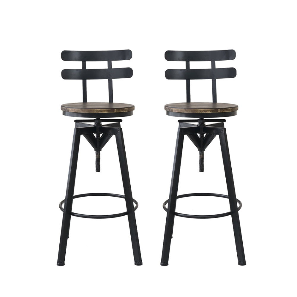 Levede Industrial Adjustable Swivel Bar Stools With Back Wood Counter Chairs x1 Stool Fast shipping On sale