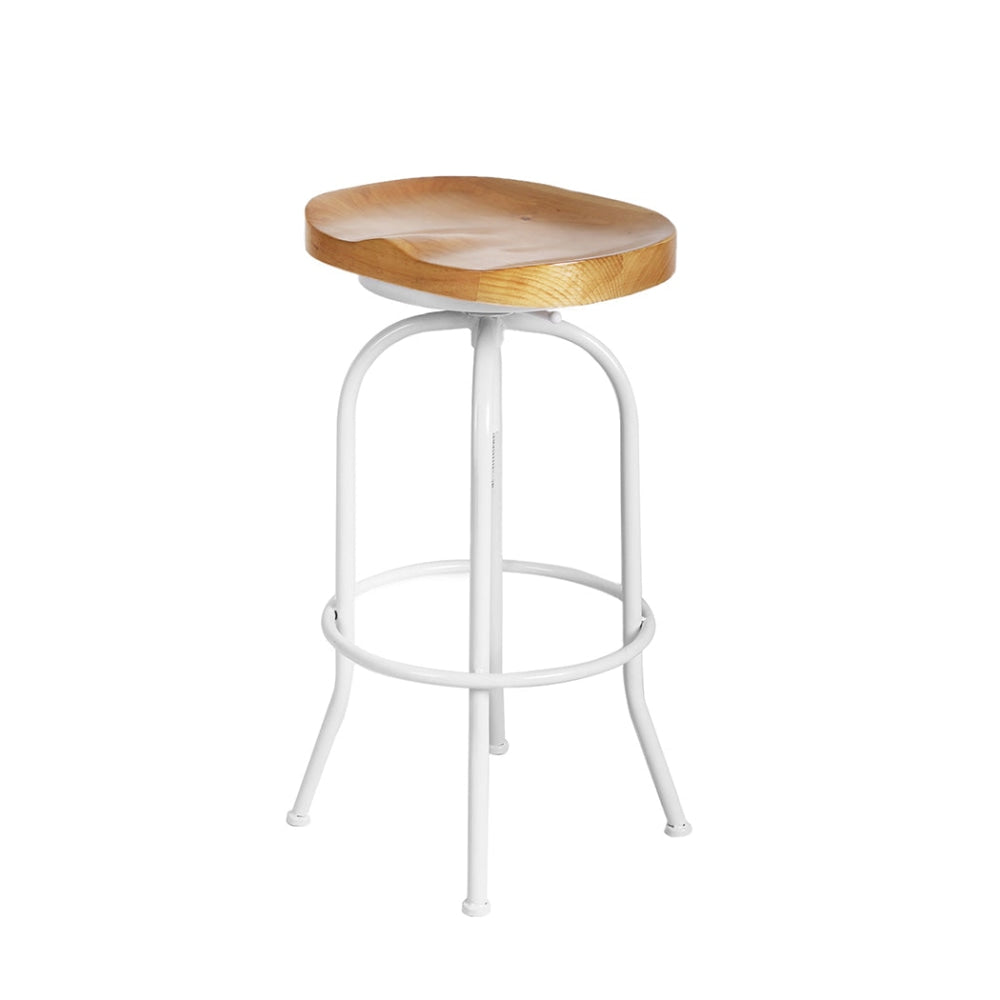 Levede Industrial Bar Stools Kitchen Stool Wooden Barstools Swivel Chair White Fast shipping On sale