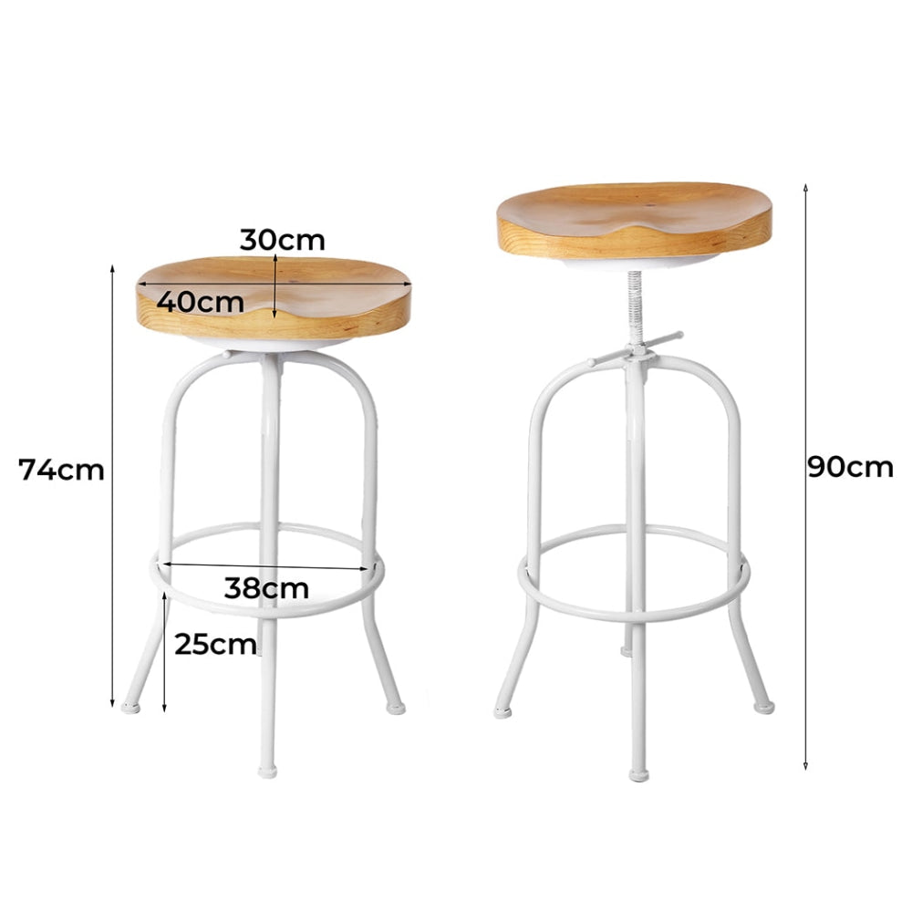 Levede Industrial Bar Stools Kitchen Stool Wooden Barstools Swivel Chair White Fast shipping On sale