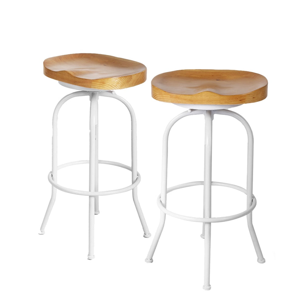 Levede Industrial Bar Stools Kitchen Stool Wooden Barstools Swivel Chair White Fast shipping On sale