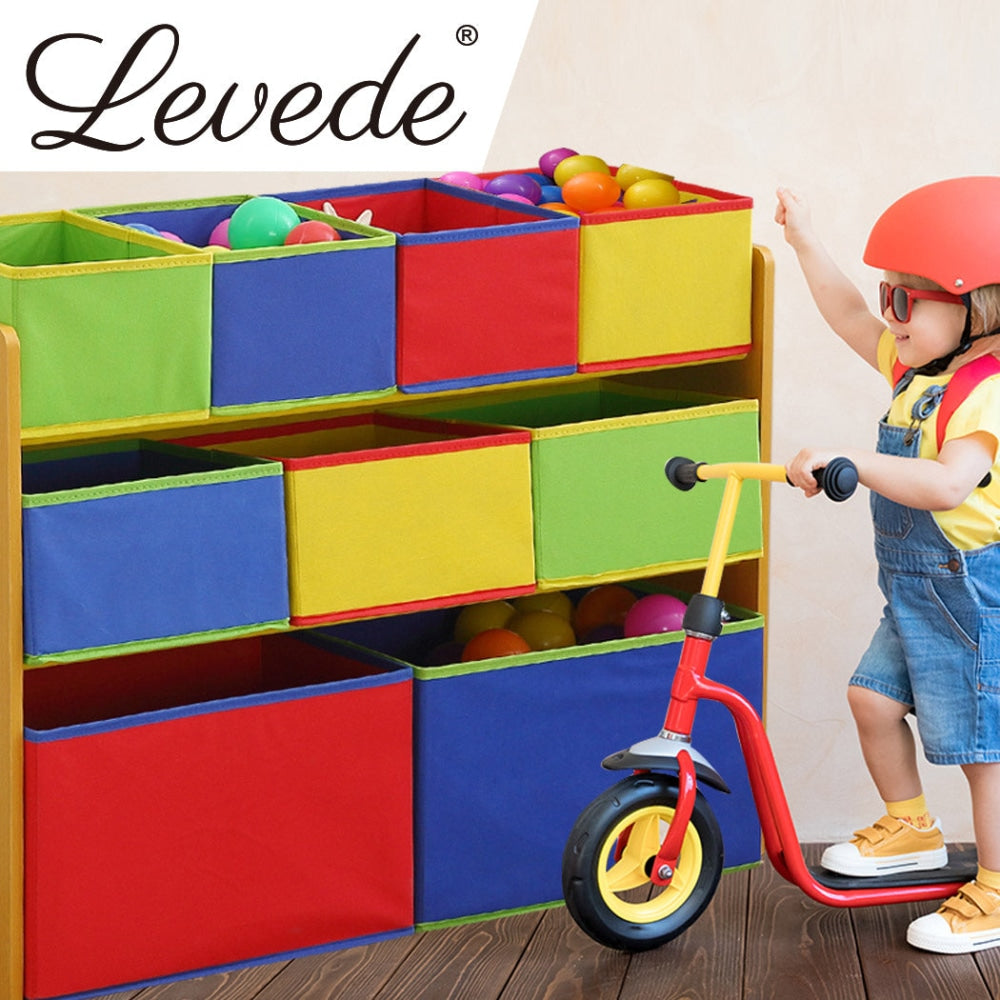 Levede Kids Toy Box 9 Bins Storage Rack Organiser Cabinet Wooden Bookcase 3 Tier Furniture Fast shipping On sale