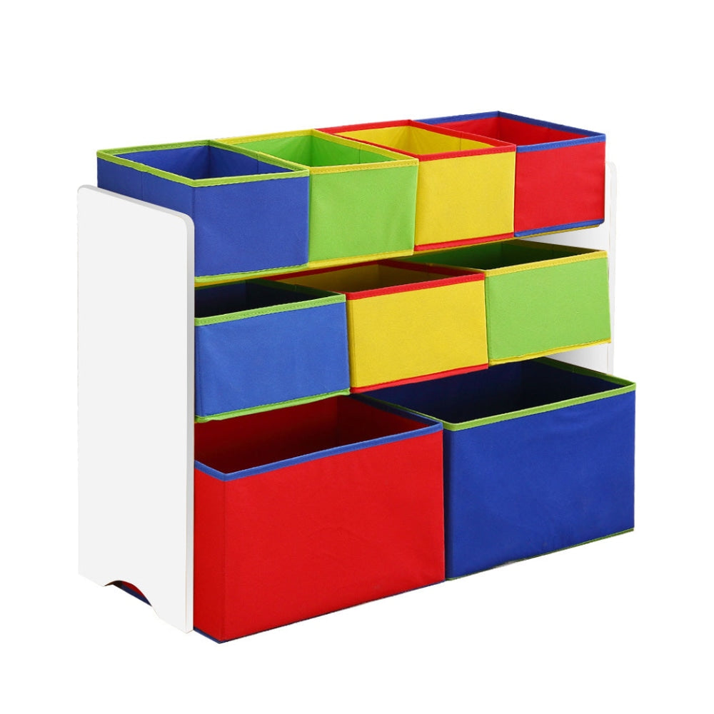 Levede Kids Toy Box 9 Bins Storage Rack Organiser Wooden Bookcase 3 Tier White Furniture Fast shipping On sale