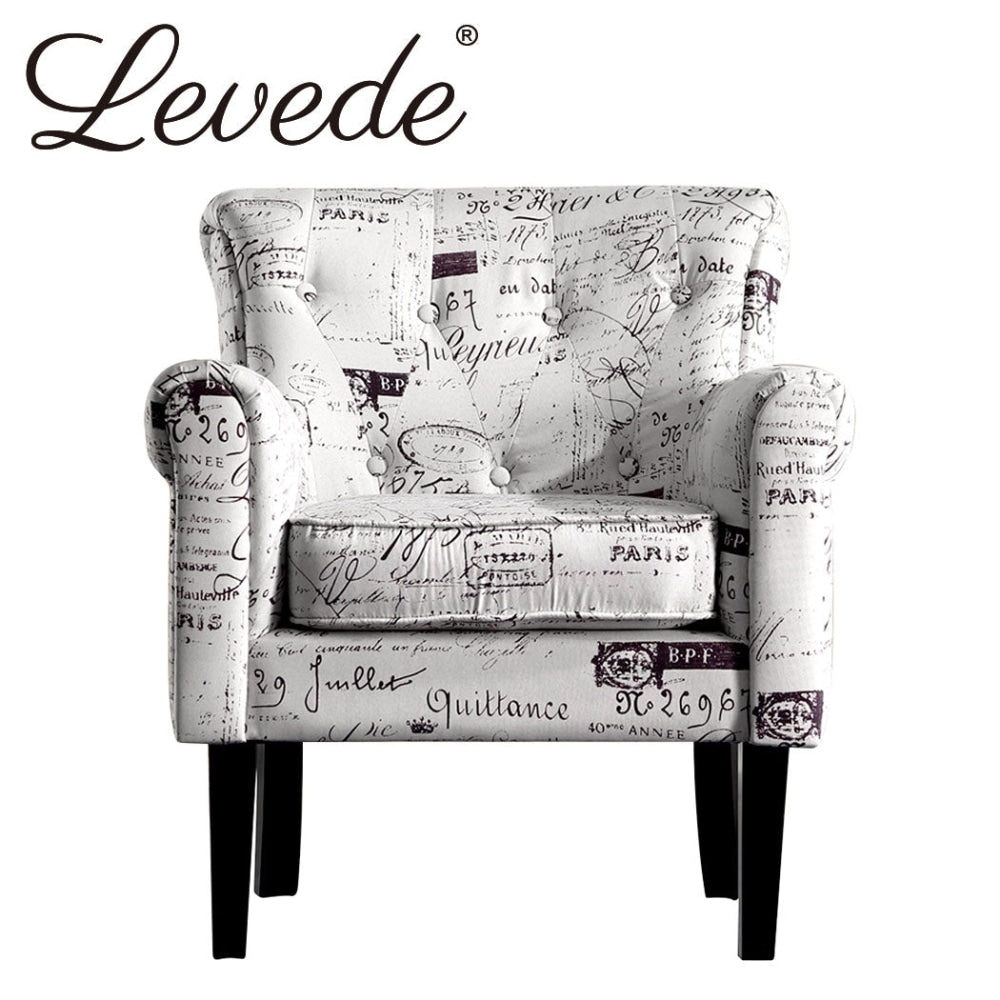 Levede Luxury Upholstered Armchair Dining Chair Single Accent Padded Fabric Sofa Fast shipping On sale