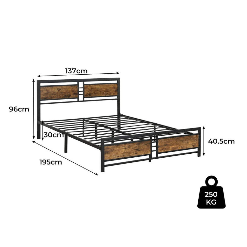 Levede Metal Bed Frame Double Size Mattress Base Platform Wooden Headboard Black Fast shipping On sale