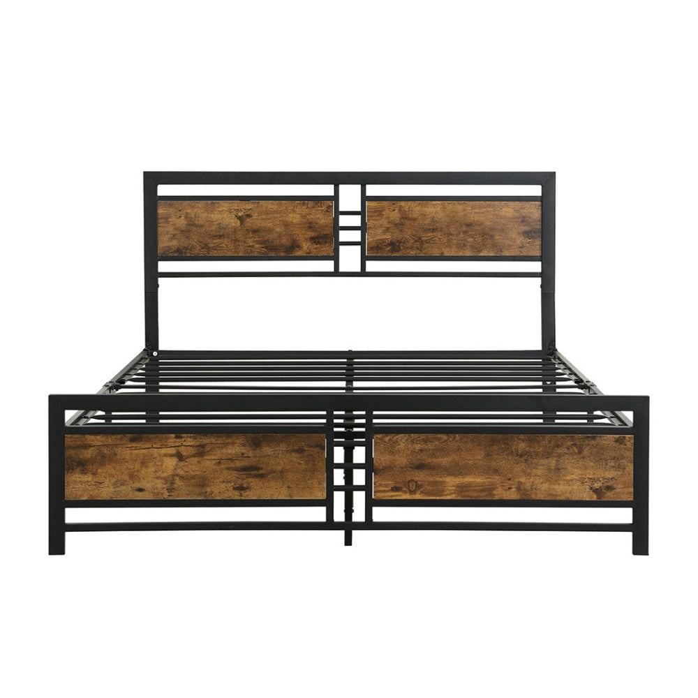 Levede Metal Bed Frame Double Size Mattress Base Platform Wooden Headboard Black Fast shipping On sale