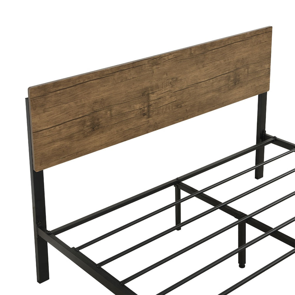 Levede Metal Bed Frame King Size Mattress Base Platform Wooden Headboard Brown Fast shipping On sale