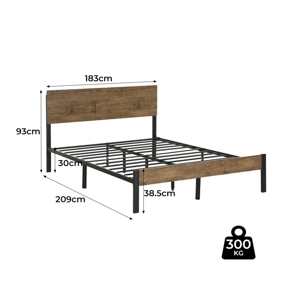 Levede Metal Bed Frame King Size Mattress Base Platform Wooden Headboard Brown Fast shipping On sale