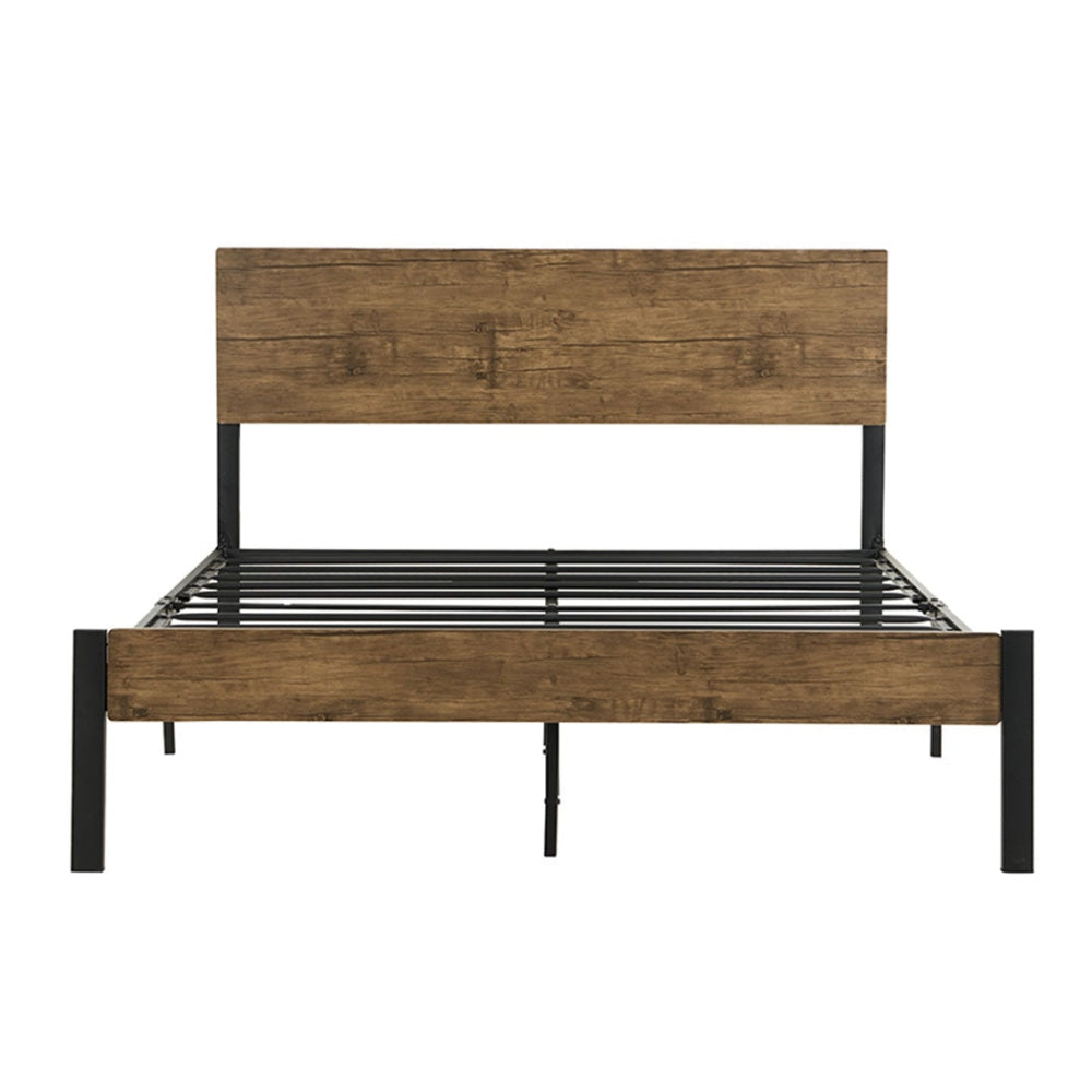 Levede Metal Bed Frame King Size Mattress Base Platform Wooden Headboard Brown Fast shipping On sale