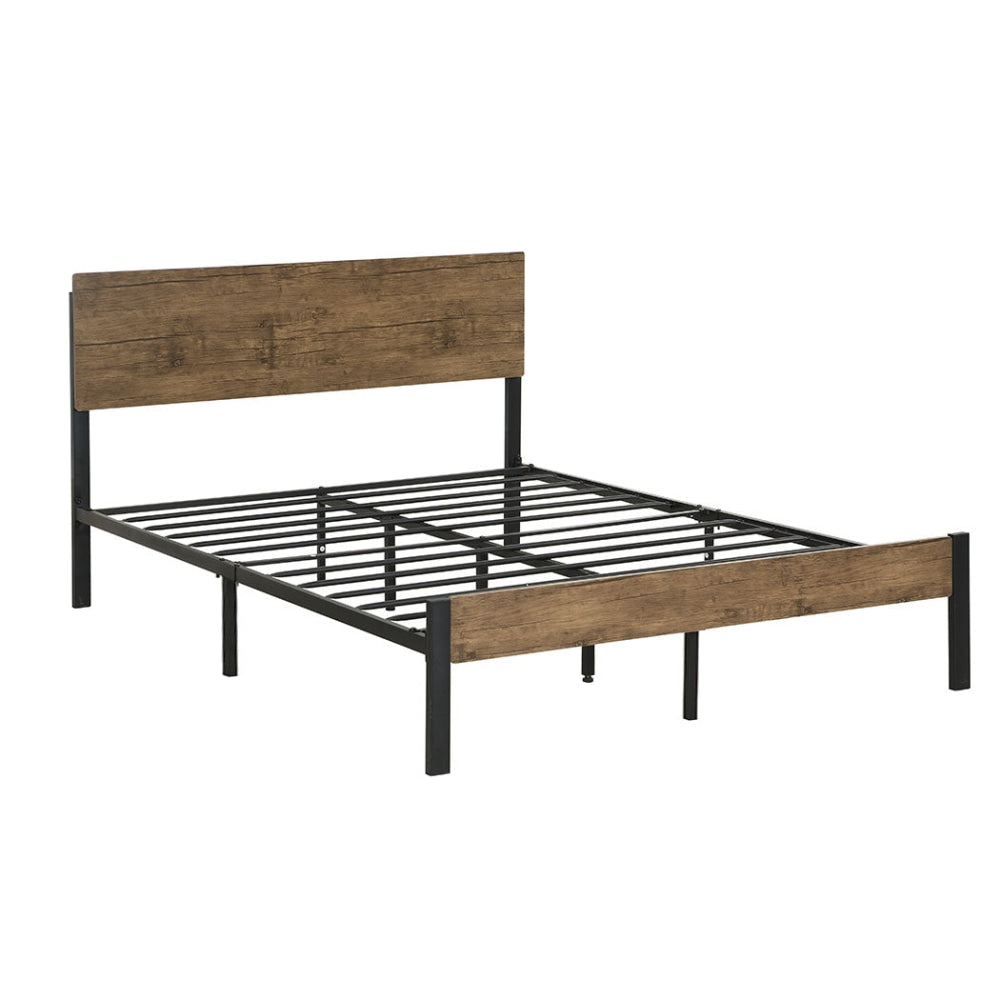 Levede Metal Bed Frame King Size Mattress Base Platform Wooden Headboard Brown Fast shipping On sale