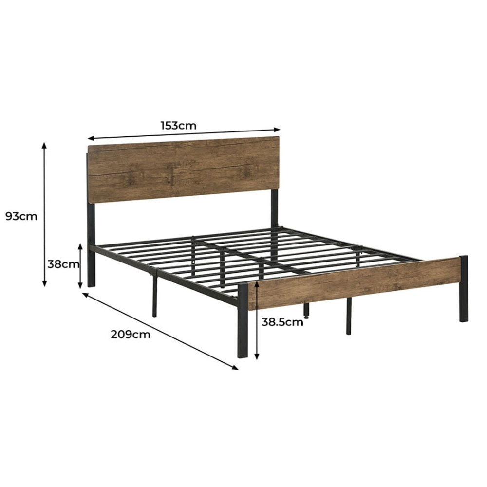 Levede Metal Bed Frame Queen Size Mattress Base Platform Wooden Headboard Brown Fast shipping On sale