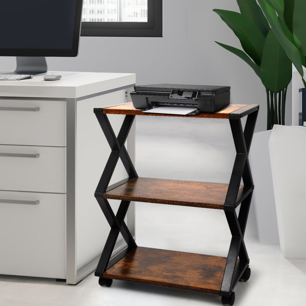Levede Mobile Printer Stand 3 Tiers Wooden Metal Desk Organizer Storage Shelf Office Fast shipping On sale