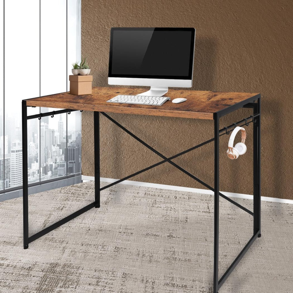 Levede Office Desk Computer Work Student Study Metal Foldable Home Table Oak Fast shipping On sale