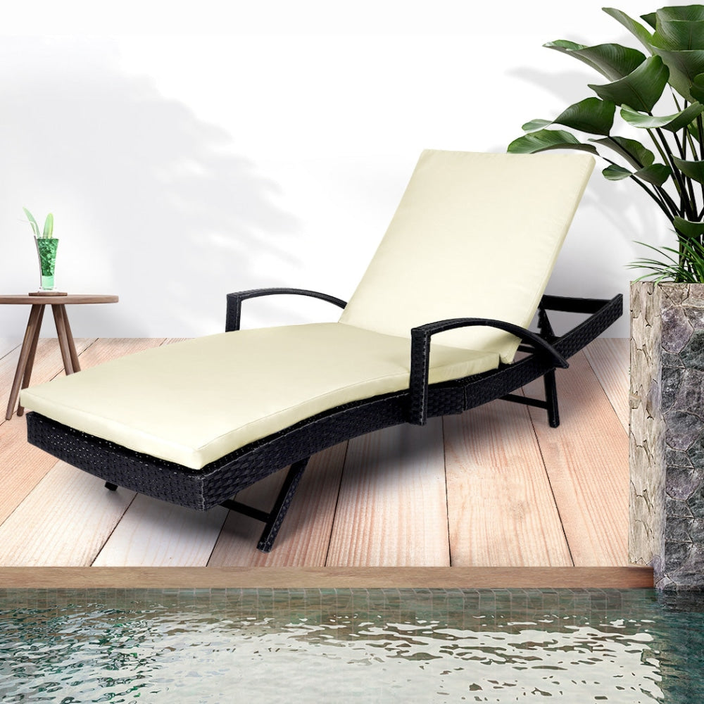 Levede Outdoor Sun Lounger Furniture Wicker Lounge Garden Patio Bed Cushion Pool Fast shipping On sale