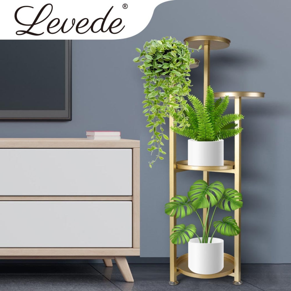 Levede Plant Stand Outdoor Indoor Flower Pots Rack Garden Shelf Gold 100CM Decor Fast shipping On sale
