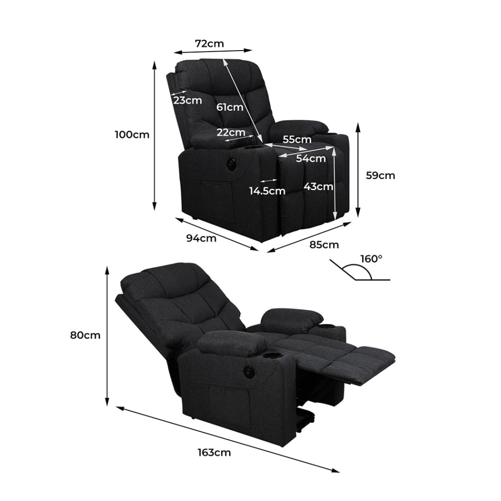 Levede Recliner Chair Electric Lift Armchair Lounge Fabric Sofa USB Charge Fast shipping On sale