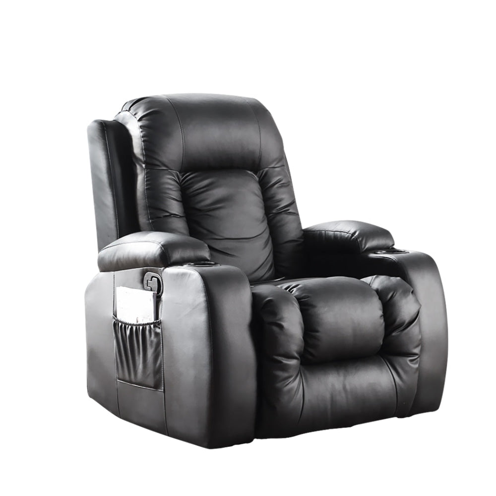 Levede Recliner Chair Electric Massage Chairs Leather Lounge Sofa Heated Black Massager Fast shipping On sale