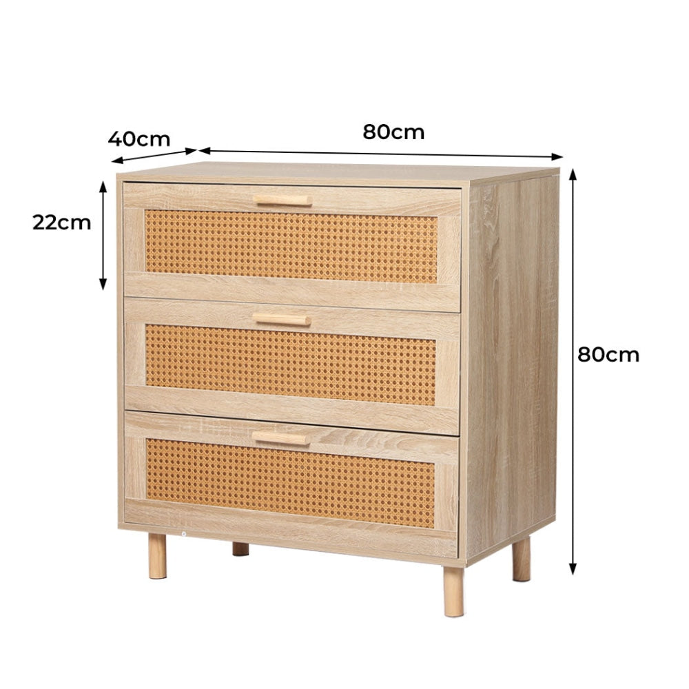 Levede Storage Cabinet Rattan Dresser Chest of Drawers Tallboy Wooden 3 Of Fast shipping On sale