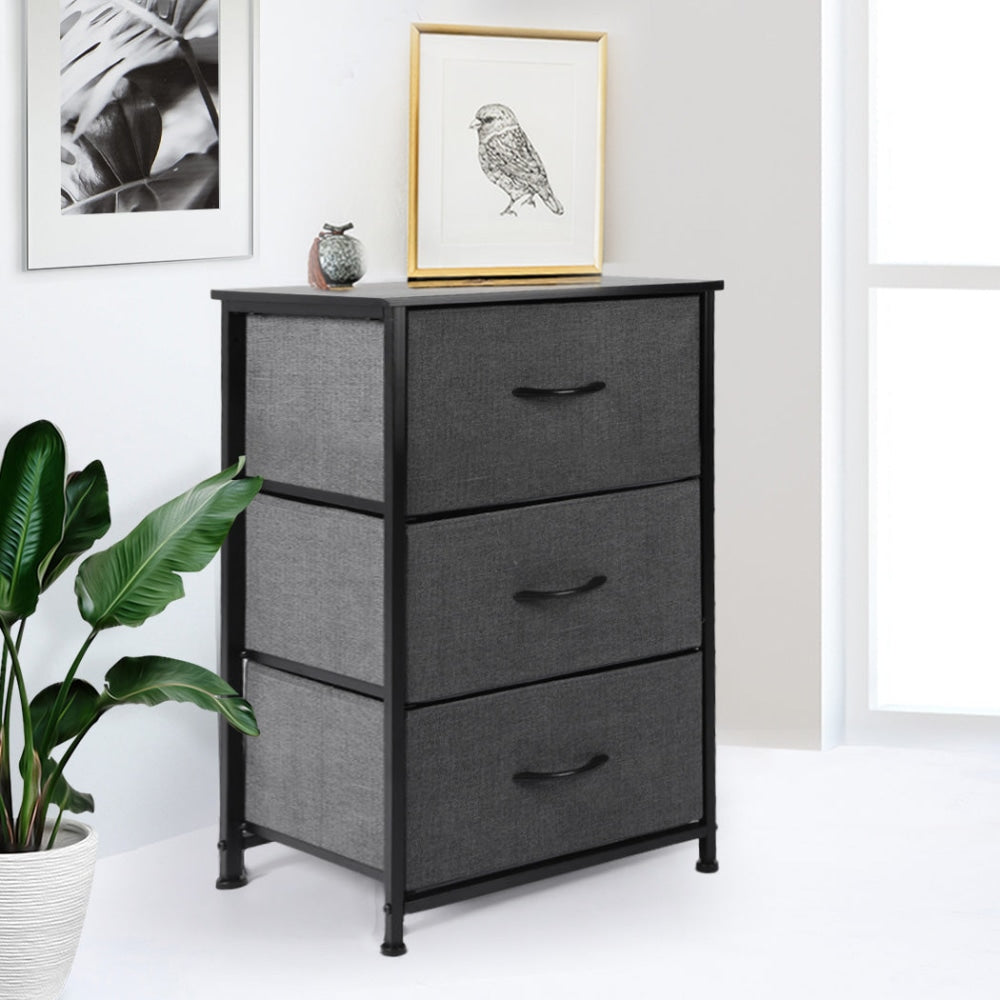 Levede Storage Cabinet Tower Chest of Drawers Dresser Tallboy 3 Drawer Dark Grey Of Fast shipping On sale