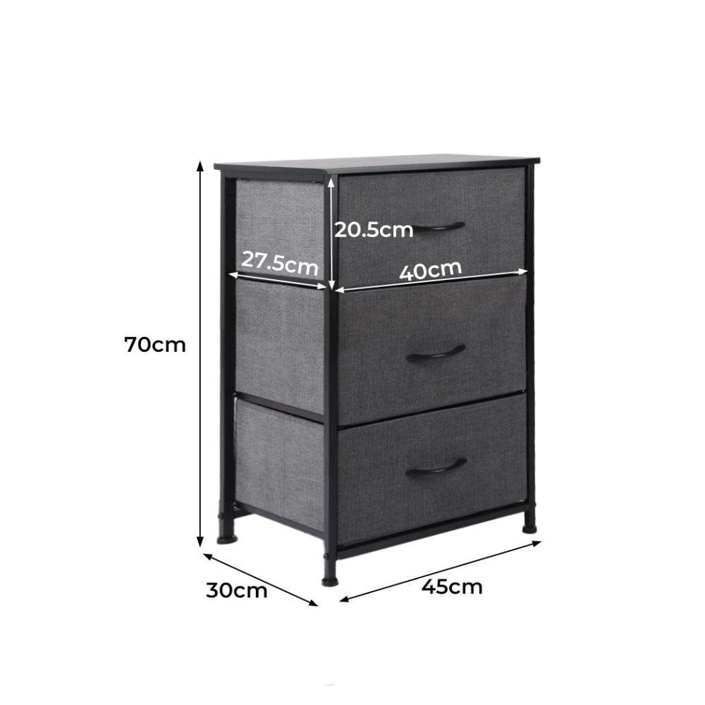 Levede Storage Cabinet Tower Chest of Drawers Dresser Tallboy 3 Drawer Dark Grey Of Fast shipping On sale