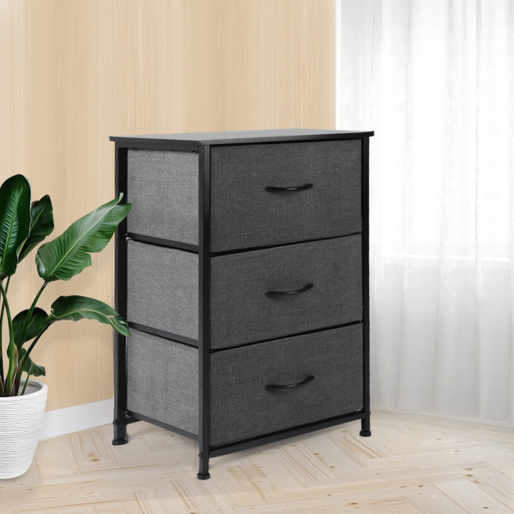 Levede Storage Cabinet Tower Chest of Drawers Dresser Tallboy 3 Drawer Dark Grey Of Fast shipping On sale