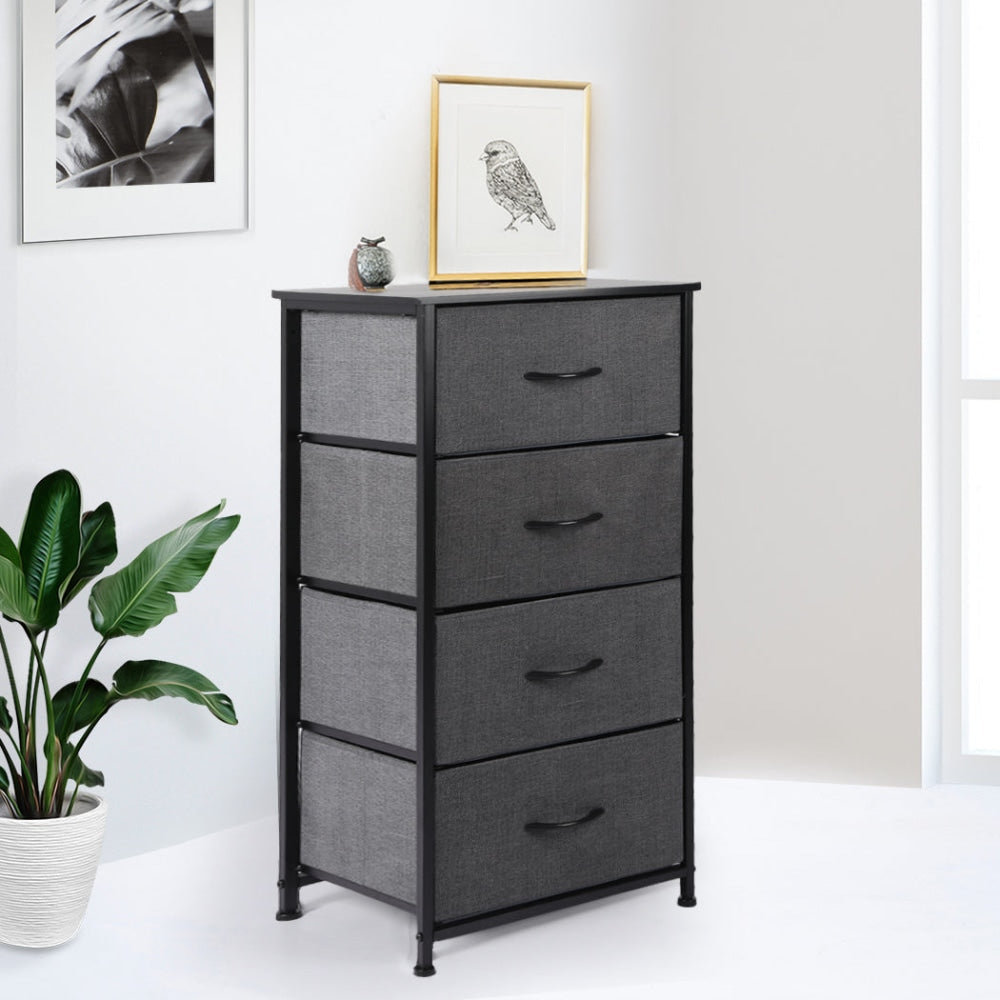 Levede Storage Cabinet Tower Chest of Drawers Dresser Tallboy 4 Drawer Dark Grey Of Fast shipping On sale