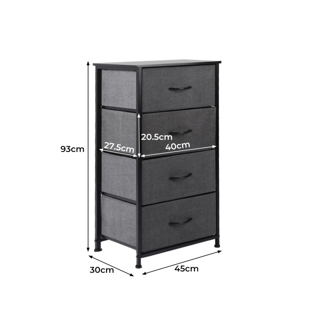 Levede Storage Cabinet Tower Chest of Drawers Dresser Tallboy 4 Drawer Dark Grey Of Fast shipping On sale