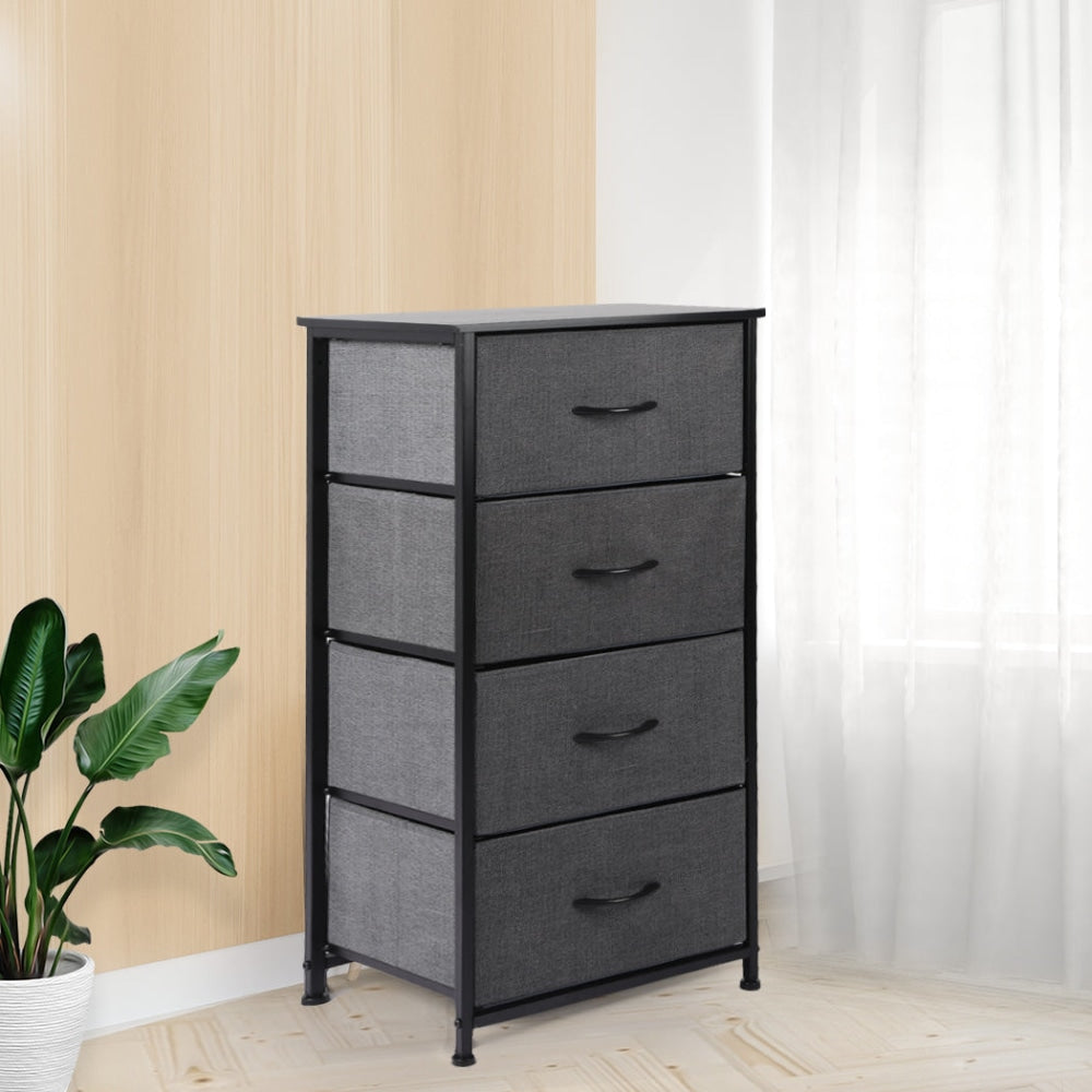 Levede Storage Cabinet Tower Chest of Drawers Dresser Tallboy 4 Drawer Dark Grey Of Fast shipping On sale