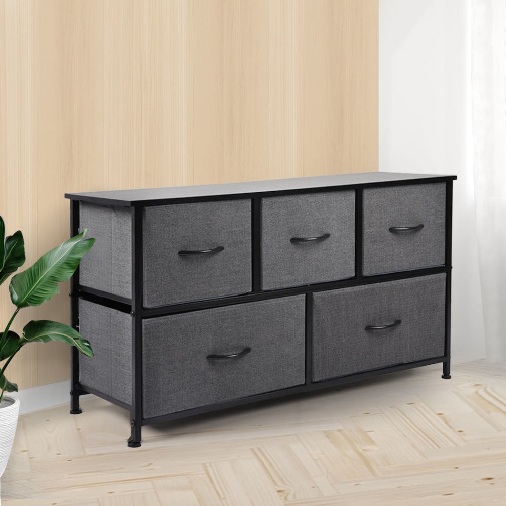 Levede Storage Cabinet Tower Chest of Drawers Dresser Tallboy 5 Drawer Dark Grey Of Fast shipping On sale