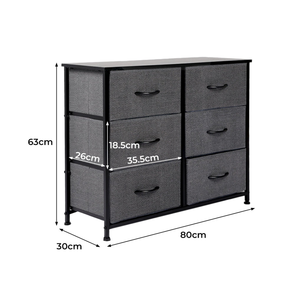 Levede Storage Cabinet Tower Chest of Drawers Dresser Tallboy 6 Drawer Dark Grey Of Fast shipping On sale