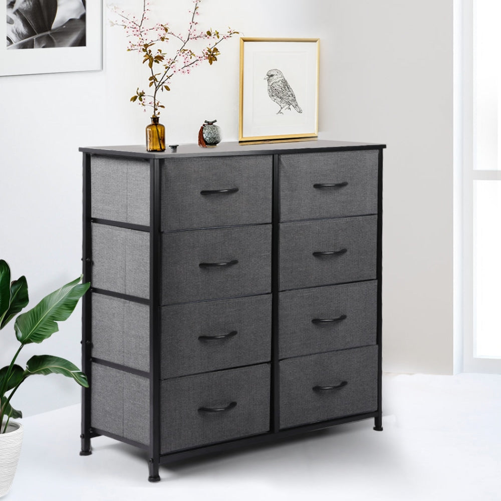 Levede Storage Cabinet Tower Chest of Drawers Dresser Tallboy 8 Drawer Dark Grey Of Fast shipping On sale