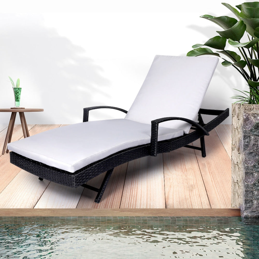 Levede Sun Lounger Wicker Lounge Outdoor Furniture Garden Patio Bed Cushion Pool Fast shipping On sale