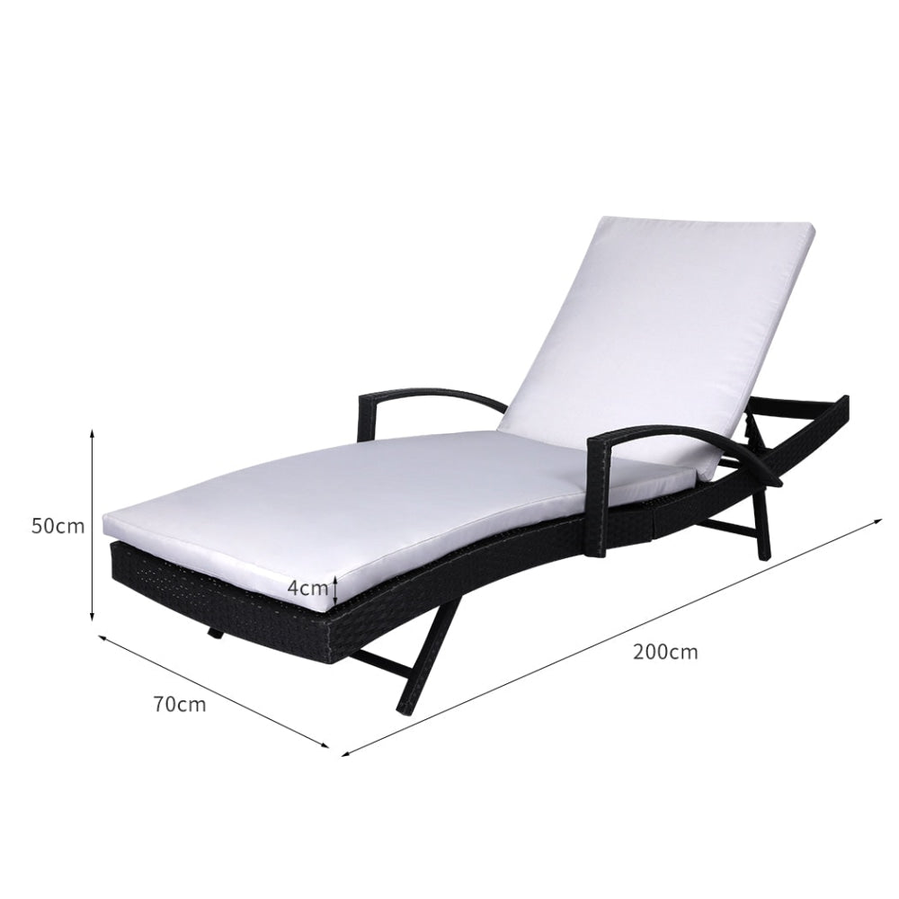 Levede Sun Lounger Wicker Lounge Outdoor Furniture Garden Patio Bed Cushion Pool Fast shipping On sale