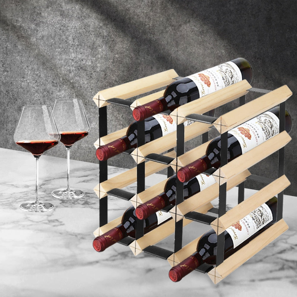 Levede Timber Wine Storage Rack Wooden Cellar Organiser 12 Bottle Display Stand Fast shipping On sale