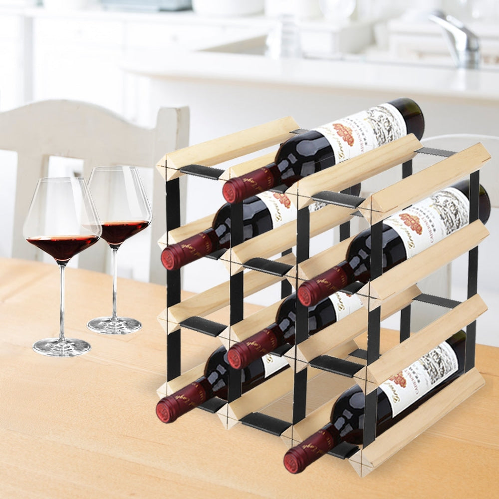 Levede Timber Wine Storage Rack Wooden Cellar Organiser 12 Bottle Display Stand Fast shipping On sale