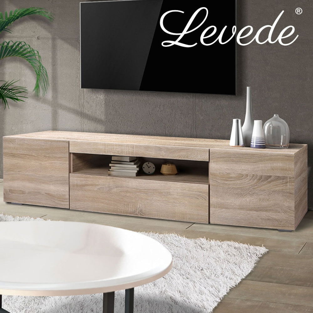 Levede TV Cabinet Entertainment Unit Stand RGB LED Furniture Wooden Shelf 200cm Fast shipping On sale