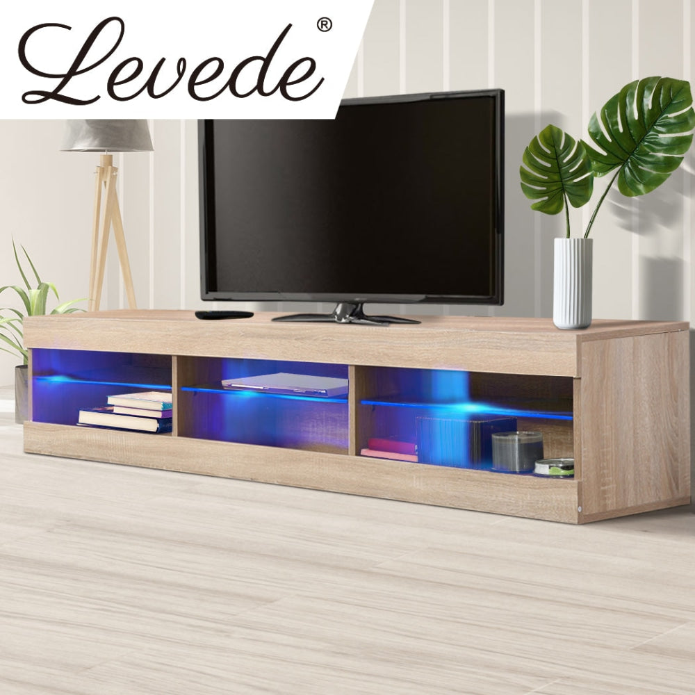 Levede TV Cabinet LED Entertainment Unit Storage Stand Cabinets Modern Wood Oak Fast shipping On sale