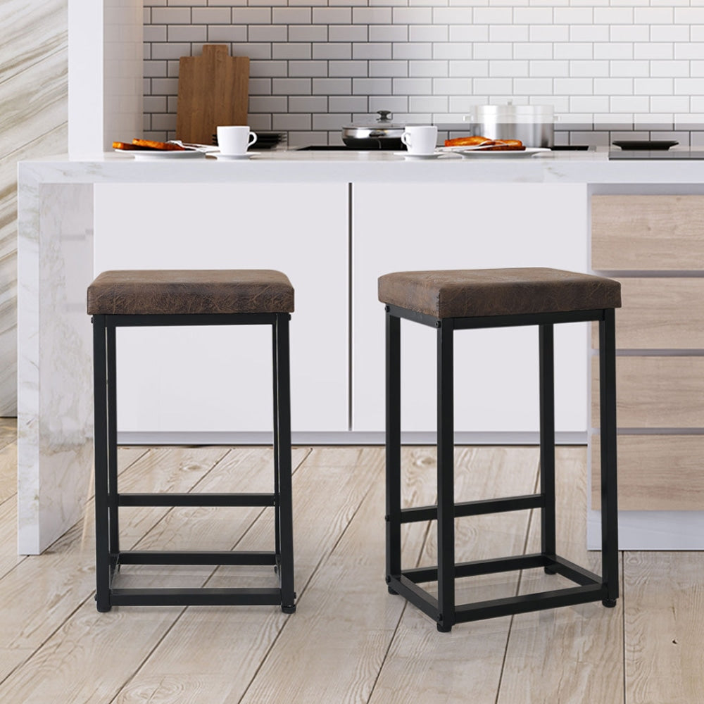 Levede Upholstered Bar Stools Backless Leather Metal Kitchen Counter Chairs x2 Stool Fast shipping On sale