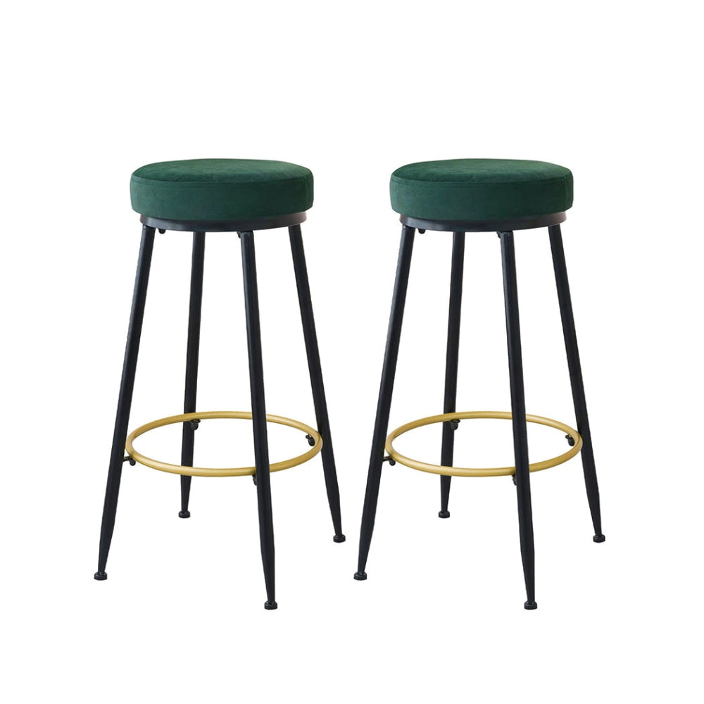 Levede Upholstered Bar Stools Backless Velvet Kitchen Counter Chairs x2 Stool Fast shipping On sale