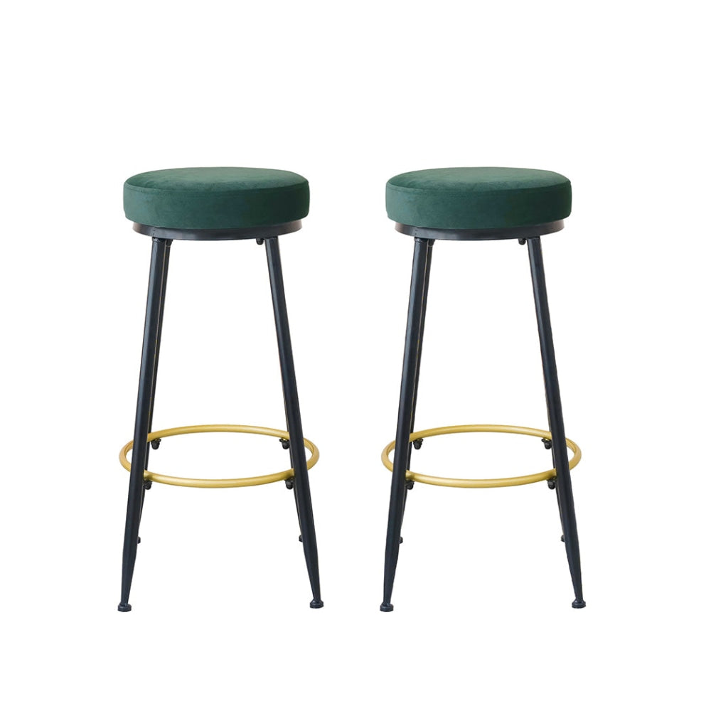 Levede Upholstered Bar Stools Backless Velvet Kitchen Counter Chairs x2 Stool Fast shipping On sale