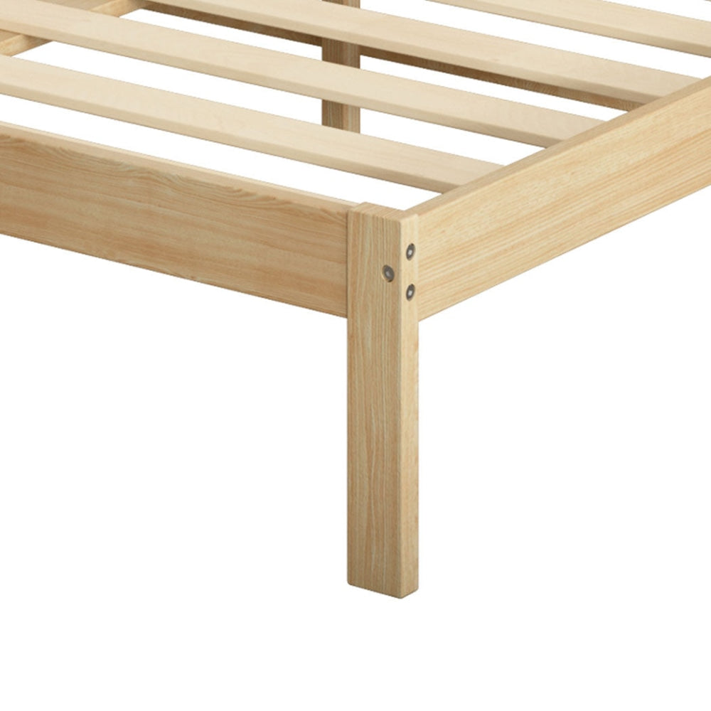 Levede Wooden Bed Frame Double Full Size Mattress Base Timber Natural Fast shipping On sale