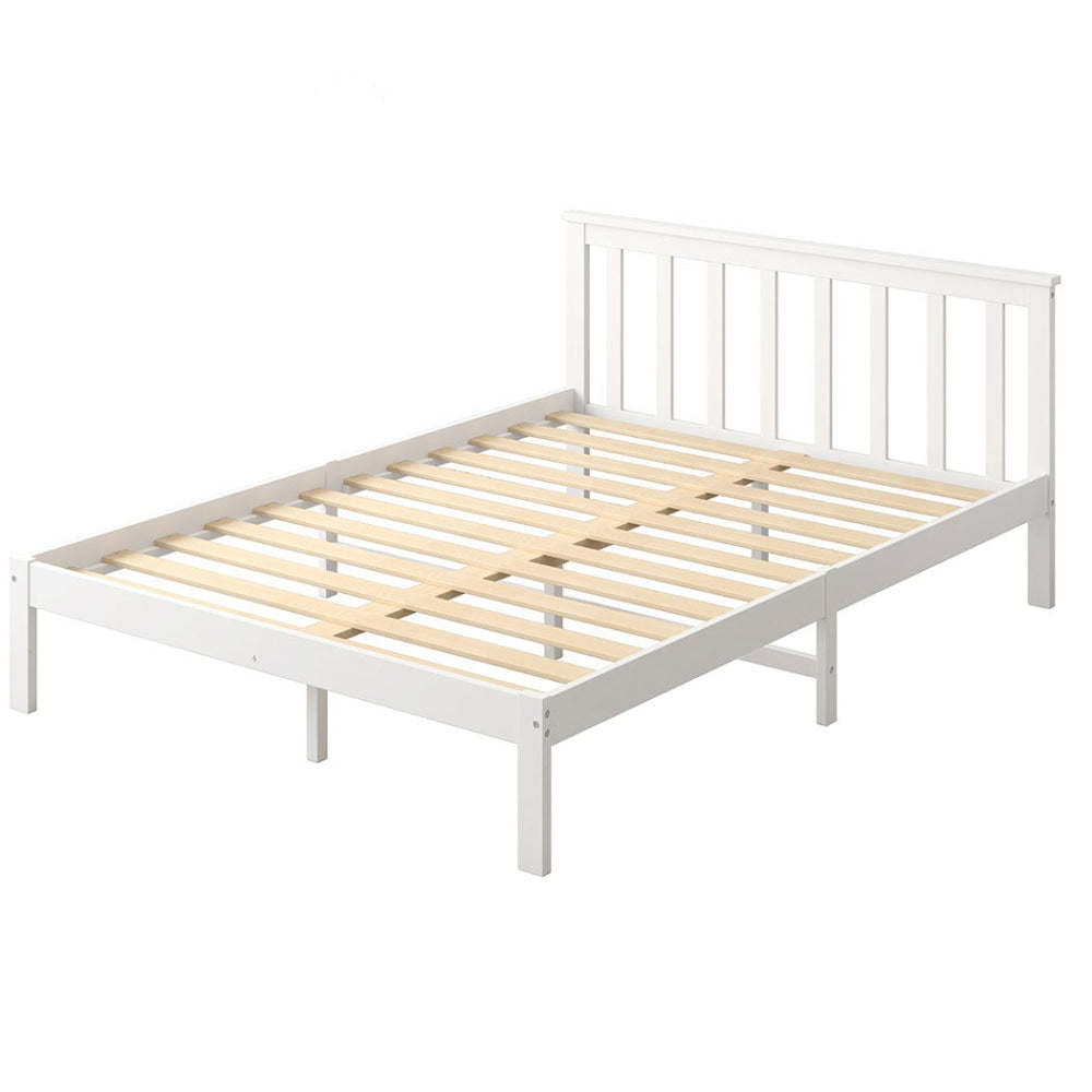 Levede Wooden Bed Frame Double Full Size Mattress Base Timber White Fast shipping On sale