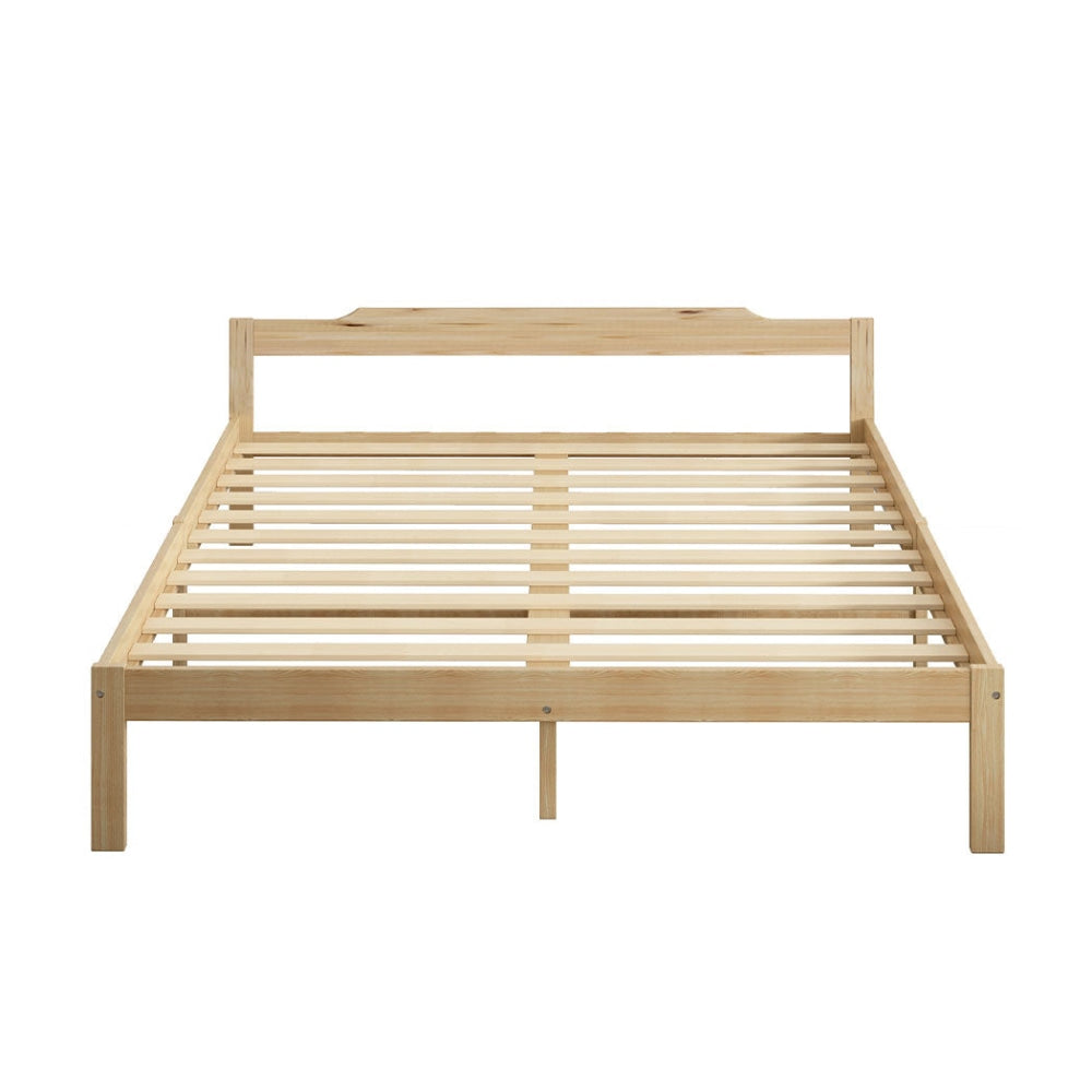 Levede Wooden Bed Frame Double Size Mattress Base Solid Timber Pine Wood Natural Fast shipping On sale