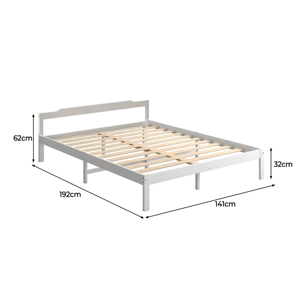Levede Wooden Bed Frame Double Size Mattress Base Solid Timber Pine Wood White Fast shipping On sale