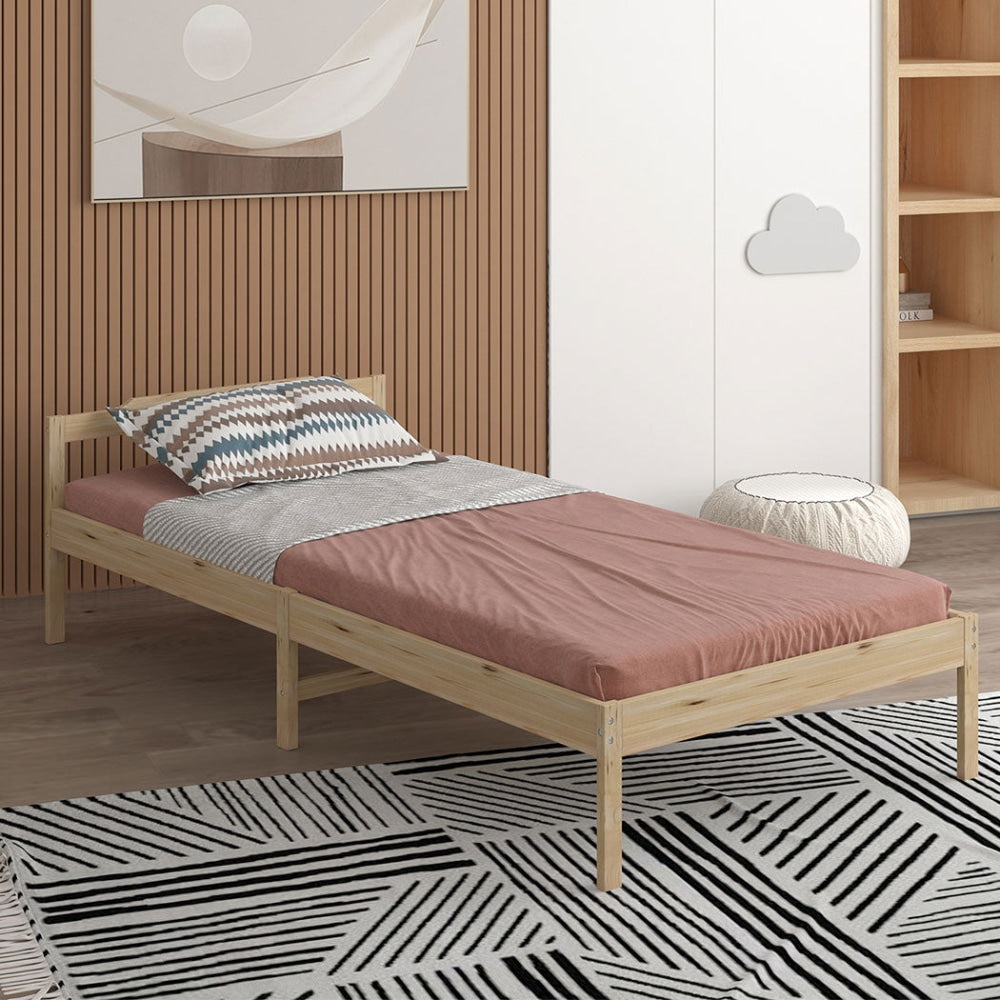 Levede Wooden Bed Frame King Single Mattress Base Solid Timber Pine Wood Natural Fast shipping On sale